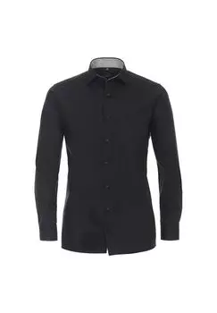 Мужская деловая рубашка однотонного современного кроя CASAMODA, черный