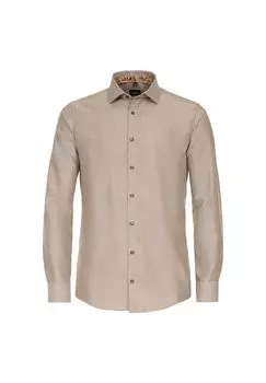 Мужская деловая рубашка однотонного современного кроя Venti, бежевый