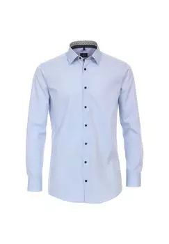 Мужская деловая рубашка однотонного современного кроя Venti, светло-синий
