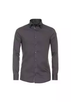 Мужская деловая рубашка однотонного современного кроя Venti, коричневый