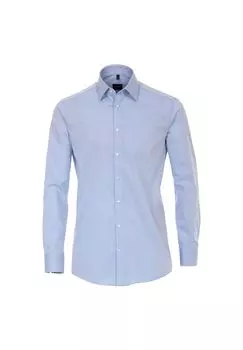 Мужская деловая рубашка однотонного современного кроя Venti, светло-синий