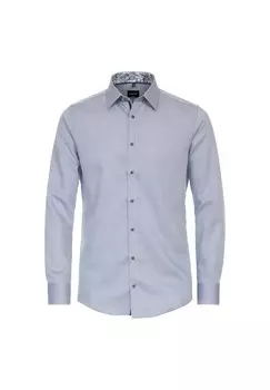 Мужская деловая рубашка однотонного современного кроя Venti, светло-синий