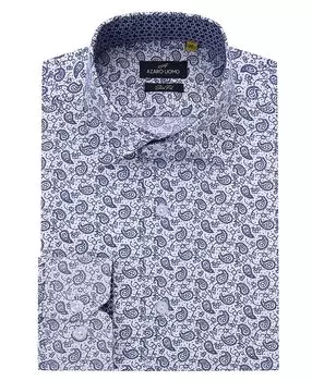 Мужская деловая рубашка с длинным рукавом и геометрическим рисунком на пуговицах Azaro Uomo, белый