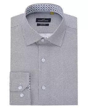 Мужская деловая рубашка с длинным рукавом и геометрическим рисунком на пуговицах Azaro Uomo, синий