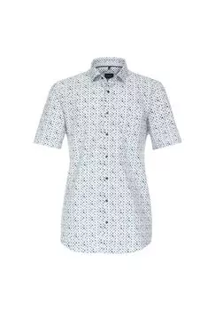 Мужская деловая рубашка с коротким рукавом и принтом современного кроя Venti, светло-синий