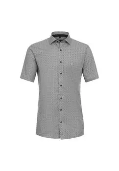 Мужская деловая рубашка с коротким рукавом и принтом, комфортная посадка CASAMODA, зеленый