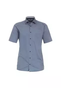 Мужская деловая рубашка с короткими рукавами, однотонная, современного кроя CASAMODA, цвет Mittelblau