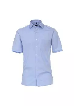 Мужская деловая рубашка с короткими рукавами, однотонная, современного кроя CASAMODA, светло-синий