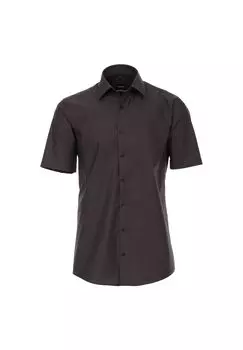 Мужская деловая рубашка с короткими рукавами, однотонная, современного кроя Venti, темно-серый