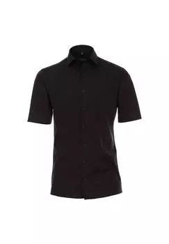 Мужская деловая рубашка с короткими рукавами, однотонная, современного кроя CASAMODA, черный