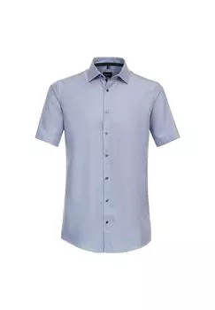 Мужская деловая рубашка с короткими рукавами, однотонная, современного кроя Venti, цвет Mittelblau