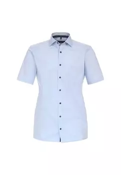 Мужская деловая рубашка с короткими рукавами, однотонная, современного кроя CASAMODA, светло-синий