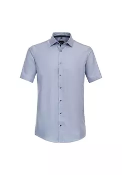 Мужская деловая рубашка с короткими рукавами, однотонная, современного кроя Venti, цвет Mittelblau
