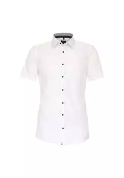 Мужская деловая рубашка с короткими рукавами, однотонного кроя Venti, цвет Schneewei