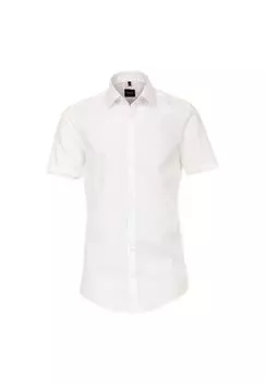 Мужская деловая рубашка с короткими рукавами, однотонного кроя Venti, белый