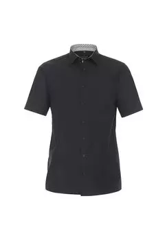 Мужская деловая рубашка с короткими рукавами, простого и комфортного кроя CASAMODA, черный