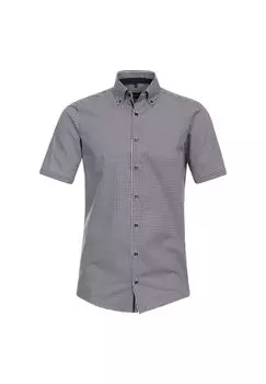 Мужская деловая рубашка с короткими рукавами в клетку современного кроя Venti, синий