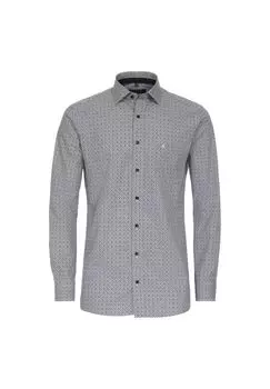 Мужская деловая рубашка с принтом, комфортная посадка CASAMODA, оливковый