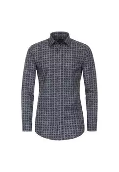 Мужская деловая рубашка с принтом, облегающая боди Venti, цвет Graues Dunkelblau