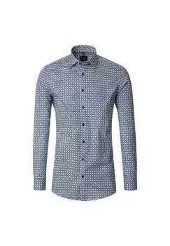 Мужская деловая рубашка с принтом, облегающая боди Venti, цвет Blau(100)