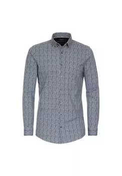 Мужская деловая рубашка с принтом, облегающая боди Venti, темно-бирюзовый