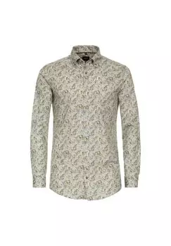 Мужская деловая рубашка с принтом, облегающая боди Venti, оливковый
