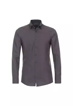 Мужская деловая рубашка с принтом современного кроя Venti, коричневый