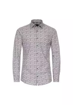 Мужская деловая рубашка с принтом современного кроя Venti, коричневый