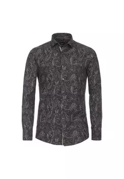 Мужская деловая рубашка с принтом современного кроя Venti, темно-серый