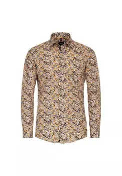 Мужская деловая рубашка с принтом современного кроя Venti, светло-оранжевый