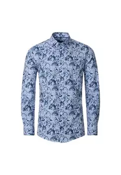 Мужская деловая рубашка с принтом современного кроя Venti, синий