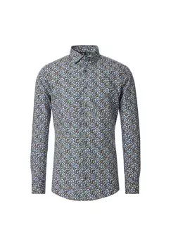 Мужская деловая рубашка с принтом современного кроя Venti, цвет Blau(100)