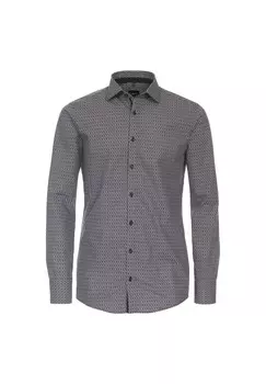 Мужская деловая рубашка с принтом современного кроя Venti, черный