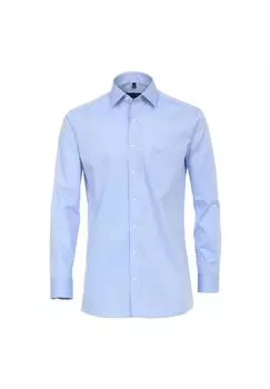 Мужская деловая рубашка с удлиненными рукавами, 69 см, однотонная, современного кроя CASAMODA, цвет Azurblau
