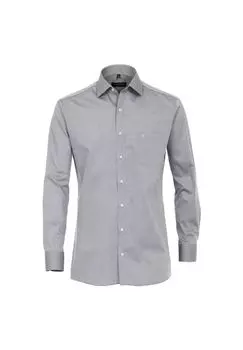 Мужская деловая рубашка с удлиненными рукавами, 69 см, однотонная, современного кроя CASAMODA, серый