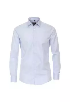 Мужская деловая рубашка с удлиненными рукавами, 69 см, однотонная, современного кроя Venti, светло-синий
