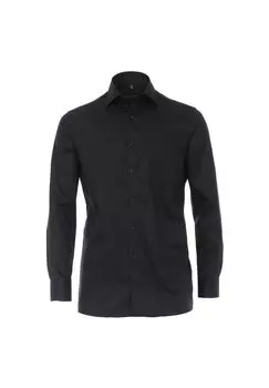 Мужская деловая рубашка с удлиненными рукавами, 69 см, однотонная, комфортного кроя CASAMODA, черный
