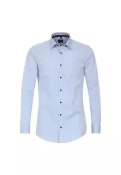 Мужская деловая рубашка с удлиненными рукавами, 72 см, однотонная, облегающая по фигуре Venti, голубой