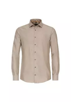 Мужская деловая рубашка с удлиненными рукавами, 72 см, однотонная, современного кроя Venti, бежевый