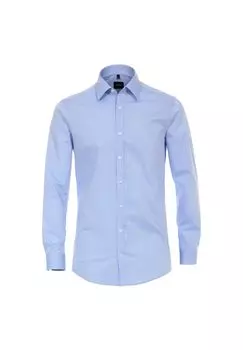 Мужская деловая рубашка с удлиненными рукавами, 72 см, однотонная, облегающая по фигуре Venti, цвет Azurblau