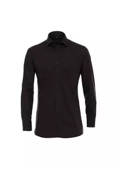 Мужская деловая рубашка с удлиненными рукавами, 72 см, однотонная, современного кроя CASAMODA, черный