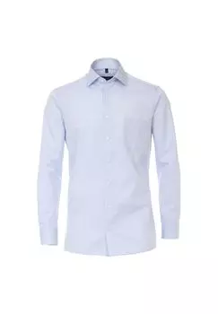 Мужская деловая рубашка с удлиненными рукавами, 72 см, однотонная, комфортного кроя CASAMODA, светло-синий