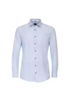 Мужская деловая рубашка с удлиненными рукавами, 72 см, однотонная, современного кроя Venti, светло-синий