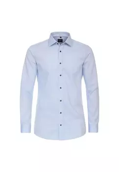 Мужская деловая рубашка с удлиненными рукавами, 72 см, однотонная, облегающая по фигуре Venti, светло-синий