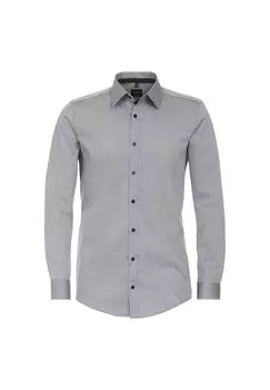 Мужская деловая рубашка с удлиненными рукавами, 72 см, однотонная, облегающая по фигуре Venti, серый