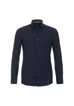 Мужская деловая рубашка с удлиненными рукавами, 72 см, однотонная, современного кроя Venti, темно-синий