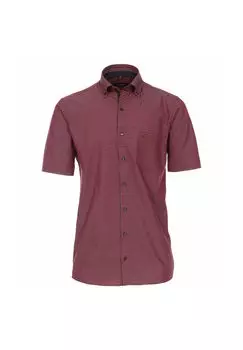 Мужская деловая рубашка в клетку с короткими рукавами, комфортная посадка CASAMODA, цвет Mittelrot