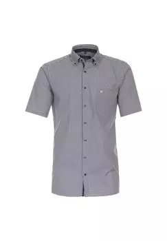 Мужская деловая рубашка в клетку с короткими рукавами, комфортная посадка CASAMODA, цвет Mittelblau