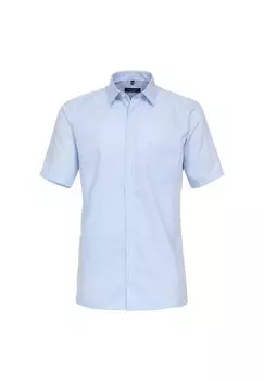 Мужская деловая рубашка в клетку с короткими рукавами, комфортная посадка CASAMODA, голубой