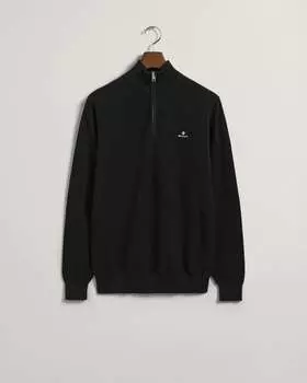 Мужская демисезонная куртка Sweat из хлопкового пике черного цвета с застежкой-молнией Gant, черный